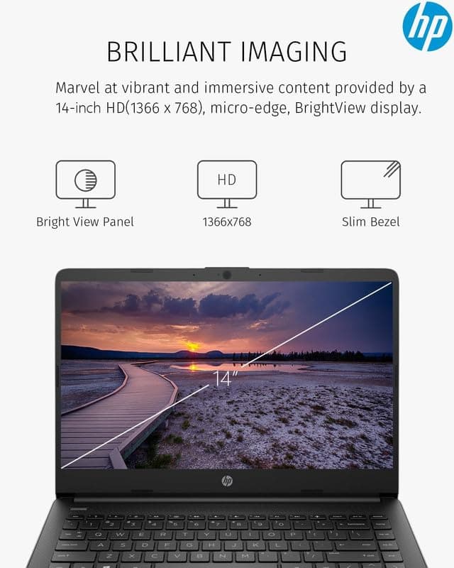 HP New 14" HD Ultral Light Thin Laptop, Quad-Core Intel Celeron Processor, 8GB RAM, 256GB (128GB eMMC+ 128GB Card), Wi-Fi, Upto 11 Hours, Windows 11 S + 1 Year Office 365+HubxcelAccessory, Black