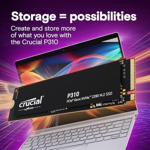 Crucial P310 4TB PCIe Gen4 2280 NVMe M.2 SSD Up to 7,100MB/s – with Acronis Offer, Internal Solid State Drive (PC) – CT4000P310SSD801