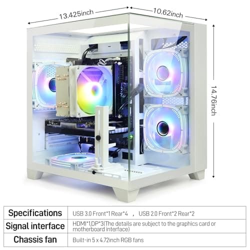 LXZ Gaming Desktop PC Core i5-13400F & Arc B580 12GB GPU, 32GB RAM, 1TB SSD - High Performance Desktop Computer for Gaming/Design (White)