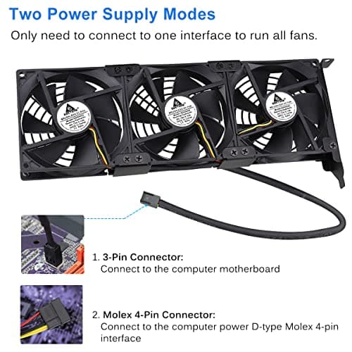 GDSTIME Graphic Card Fans, PCI Slot 3 x 90mm 92mm Fans, Graphics Card Cooler, Video Card VGA Cooler