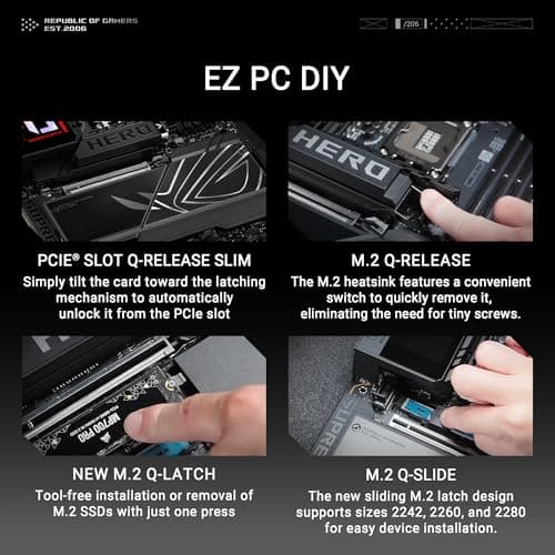ASUS ROG Maximus Z890 Hero Intel® Z890 LGA 1851 ATX Motherboard, Advanced AI PC-Ready, 22+2+1+2 Stages, DDR5, WiFi 7, 3X PCIe® 5.0 M.2, Thunderbolt™ 4, USB Type-C®, AI Overclocking/Cooling/Networking