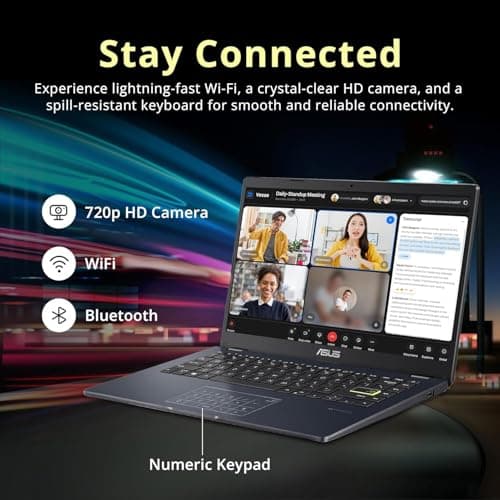 ASUS Vivobook Go 14” FHD Laptop, Intel Celeron N4500, 1-Year of Microsoft 365, Wi-Fi 5, USB Type-C, 10Hrs Battery Life, Windows 11 Home in S Mode, w/HDMI (4GB RAM | 128GB Storage)