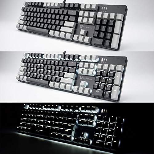 Mechanical Keyboard - Black Switch, Black & Grey Color, White Backlit, Hot Swappable, Wired, 104 Keys US Layout PC Gaming Keyboard