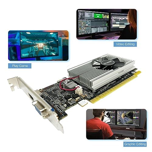 QTHREE GeForce GT 210 Low Profile Graphics Card, 1024 MB DDR3 64 Bit,Video Card for PC GPU,PCI Express x16,HDMI,VGA