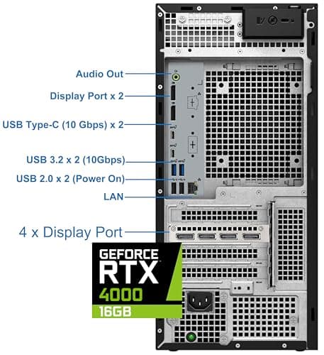 Dell Precision 3660 Tower Computer, Intel i9-13900 24-Core, 64GB RAM, 2TB NVMe SSD, Nvidia RTX A4000 16GB DDR6, Display Port, HDMI, Wi-Fi, Bluetooth - Windows 11 Pro, Black Desktop