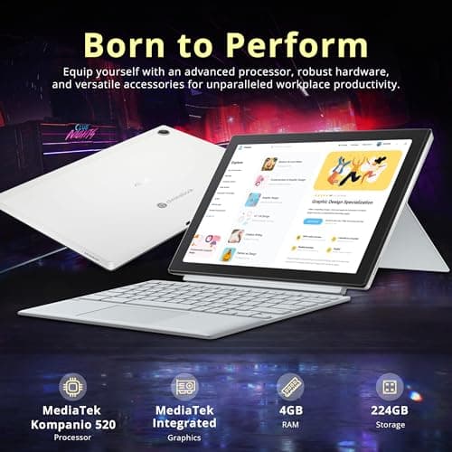ASUS Chromebook Detachable CM3001 10.5" 2-in-1 WUXGA Touchscreen Laptop, MediaTek Kompanio 520, 4GB RAM, 224GB Storage(64GB eMMC+160GB Docking Station Set), Wi-Fi 6, Chrome OS, Silver