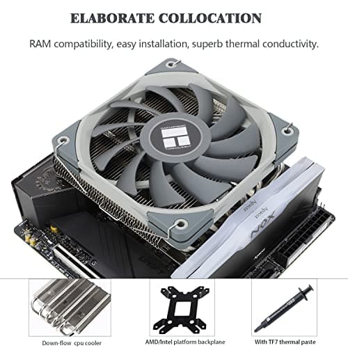 Thermalright AXP120-X67 Black ARGB Low Profile CPU Air Cooler with Quite 120mm TL-C12015B-S PWM Fan, 6 Heat Pipes, 67mm Height, for AM4/ AM5,Intel LGA 1700/1851/1150/1151/1155/1156/1200/2011