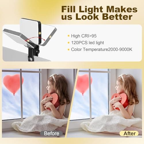 Selfie Light for iPhone with 120 LEDs, 3000mAh Rechargeable Portable Selfie Light, Led Phone Light fo Ideal for Video Conferencing, Makeup, and TikTok. Compatible with Phone, Laptop, and Camera