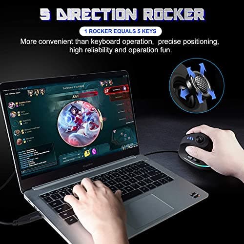 TRELC Gaming Mouse with 5 D Rocker, Ergonomic Mouse with 10000 DPI/11 Programmable Buttons, Vertical Gaming Mice Wired for PC/Laptop/E-Sports/Gamer (Black)