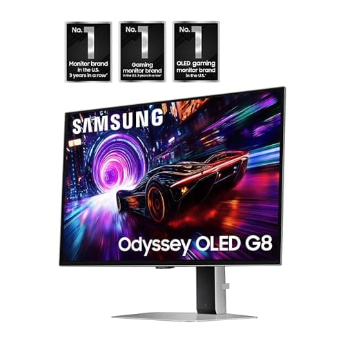 SAMSUNG 27-inch Odyssey QD-OLED G8 (G81SF), 4K, 240Hz, Gaming Monitor, 0.03ms Response Time, DisplayHDR True Black 400, AMD FreeSync™ Premium Pro, Ergonomic Stand, LS27FG810SNXZA, 2025