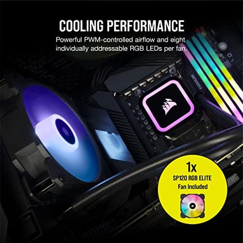 Corsair H60x RGB Elite Liquid CPU Cooler - 16 Dynamic RGBLEDs - SP120 Elite Series PWM Fan with AirGuide Technology - Intel® LGA 1700, 1200, 115X, 2066, AMD® AM5/AM4 Sockets - Black
