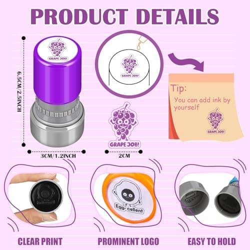 Yinder 24 Pcs Teacher Stamps for Classroom Self Inking School Classroom Stamps Bulk for Teachers Elementary Colorful Motivational Encouraging Gifts(Cute Animal)