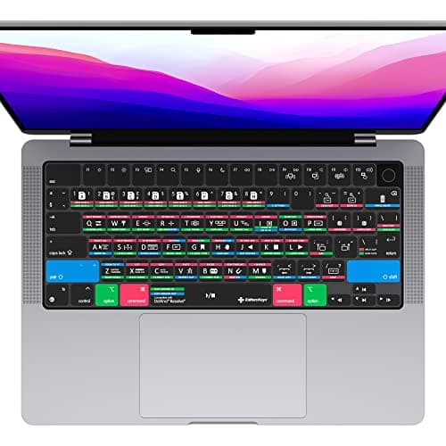 Editors Keys Cover Designed for Davinci Resolve Keyboard Cover 14" & 16" MacBook Pro 2021+ M1-M3 Chip - Genuine Editors Keys - Will not fit Other Models