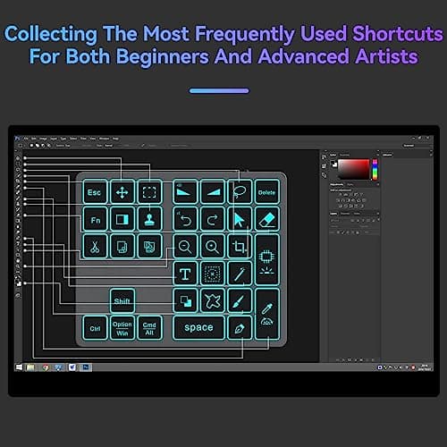 Doohoeek Bluetooth Shortcut Keyboard for Adobe Photoshop for PC Computer, Desktop, iPad & MacBook, PS Shortcut Hotkeys Keypad Rechargeable with 7-Color Backlit Key for MacOS, iOS & Windows