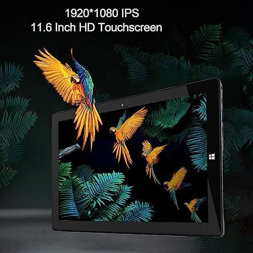 Windows Tablet with Keyboard, 11.6 inch 2-in-1 Tablets Laptops Touchscreen Windows 11, Intel Celeron, 1920 * 1080 IPS 6GB RAM 128GB EMMC 2.4G/5G WiFi Bluetooth HDMI USB