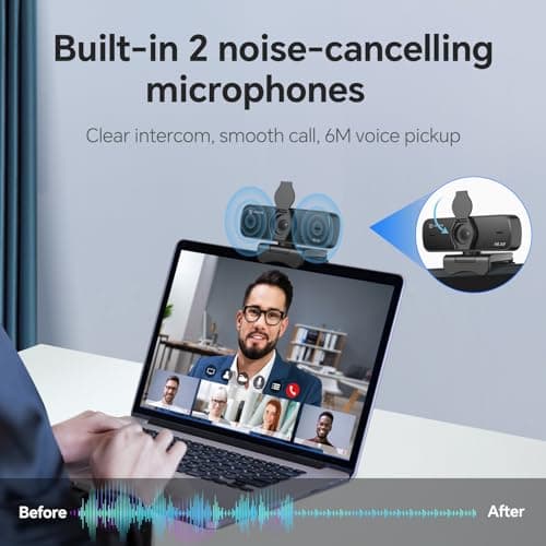 4K Webcam for PC, 4K UHD USB Webcam with Microphone, New Upgraded Auto Focus, Low Distortion, Privacy Cover, PC Camera for Zoom, Skype, Teams, Laptop, Conferencing, Calling, NewEye 60s