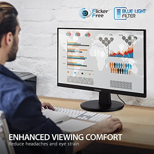 ViewSonic VS2247-MH 22 Inch 1080p Monitor with 100Hz, FreeSync, Thin Bezels, Eye Care, HDMI, VGA Inputs for Home and Office