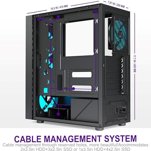 K11 PC Case - Pre-Installed with 4 PWM ARGB Fans, ATX Mid-Tower Gaming Case, Hinged Tempered Glass, Black, FOIFKIN (Black, K11)
