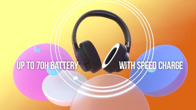 JBL Tune 770NC - Adaptive Noise Cancelling with Smart Ambient Wireless Over-Ear Headphones, Bluetooth 5.3, Up to 70H Battery Life with Speed Charge, Lightweight, Comfortable & Foldable Design (Black)