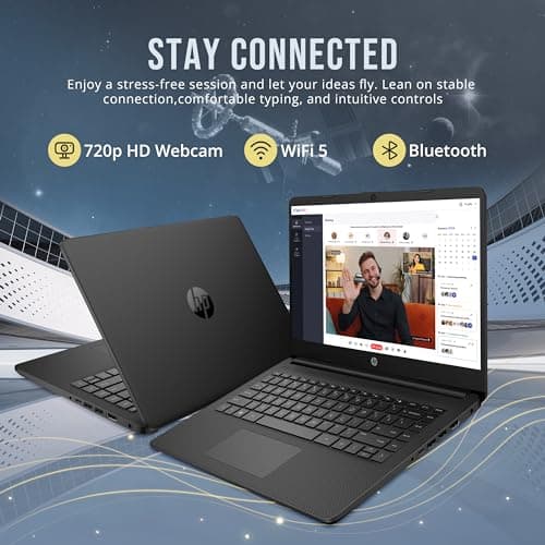 HP Stream 14" HD BrightView Laptop, Intel Celeron N4120, 16GB RAM, 288GB Storage (128GB eMMC + 160GB SSD Docking Station Set), Intel UHD Graphics, HD Webcam, Wi-Fi, 1 Year Office 365, Win 11 S, Black