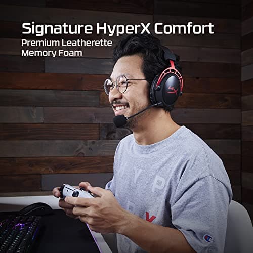HyperX Cloud Alpha Wireless - Gaming Headset for PC, 300-hour battery life, DTS Headphone:X Spatial Audio, Memory foam, Dual Chamber Drivers, Noise-canceling mic, Durable aluminum frame,Red
