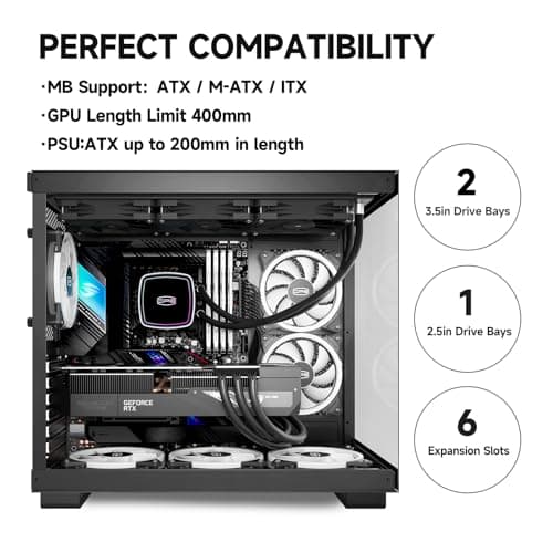 PCCOOLER C3T500 ARGB PC Case Mid Tower Desktop Computer Gaming Superior Case for ATX/M-ATX/ITX with 6 ARGB Case Fans,Column-Free Design,360MM Radiator&400MM GPU Support,Easy Installation (Black)