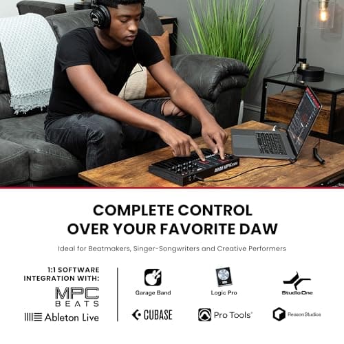 Akai Professional MPK Mini MK3 - 25 Key USB MIDI Keyboard Controller With 8 Backlit Drum Pads, 8 Knobs, Music Production Software and Native Instruments Sound Package (NKS Integration), Black