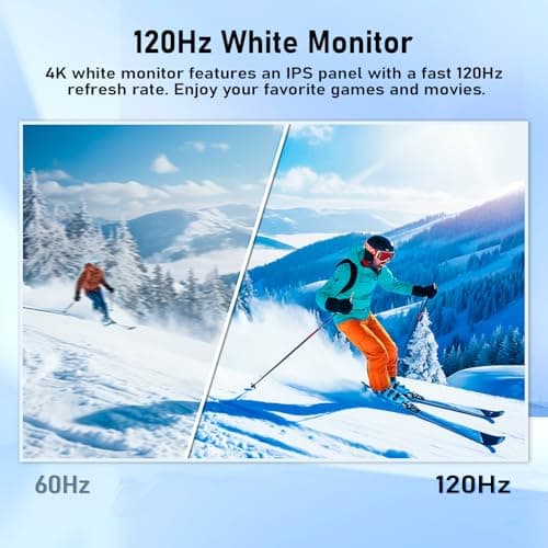 27 inch 4K Gaming Monitor, UHD 3840x2160 Fast IPS Panel Computer PC Monitor, 120Hz, 100% sRGB, FreeSync & G-Sync, HDR 400 Support, HDMI 2.1 & DP 1.4, VESA Mountable-White