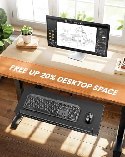 ErGear Keyboard Tray Under Desk, Height Adjustable Mouse & Keyboard Tray with Swivel & Tilt, Ergonomic Sliding KeyboardTray Slide Out for Typing, Black, 25"W x 9.8"D