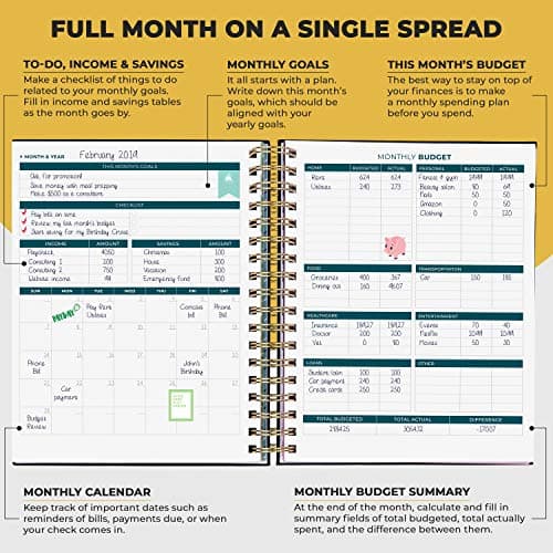Clever Fox Budget Planner & Monthly Bill Organizer With Pockets. Expense Tracker, Budgeting Journal & Financial Book. Large, 8x9.5" (Black)