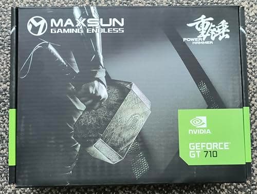maxsun GEFORCE GT 710 2GB Low Profile Ready Small Form Factor Video Graphics Card GPU Support DirectX12 OpenGL4.5, Low Consumption, VGA, DVI-D, HDMI, HDCP, Fanless Cooling