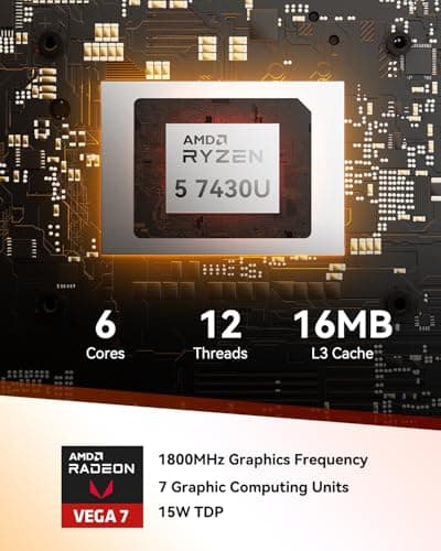 GEEKOM A5 2025 Edition Mini PC, AMD Ryzen 5 7430U, 16GB RAM & 512GB M.2 NVMe SSD, Windows 11 Pro Desktop Computer Support 8K UHD/Wi-Fi 6/Bluetooth 5.2/USB 3.2