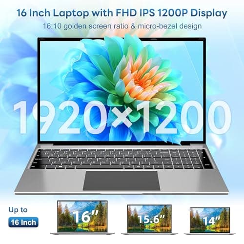 jumper Laptop Computer 16 Inch, Office 365, Laptops with 16GB RAM, 1152GB Storage, FHD IPS 1920x1200 Display, 12th N95 CPU(Up to 3.4GHz), 38WH Battery, 2 Speakers, Mini HDMI, 16:10.