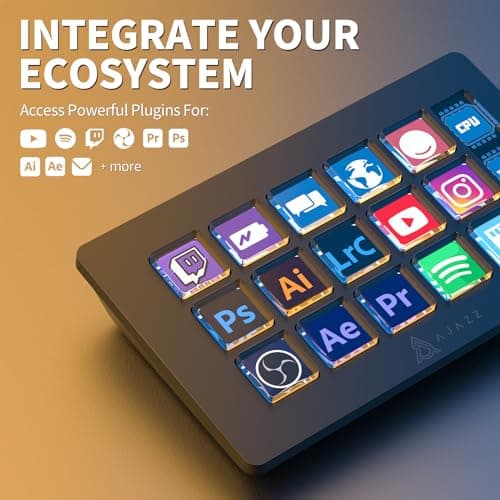 A.JAZZ AKP153 Streaming Studio Controller Keypad Type-c Wired with 15 Macro LCD Key&1 Side Screen Display Detachable Stand for Multi Action Triggered in Win MAC Twitter TikTok YouTube OBS App(Black)