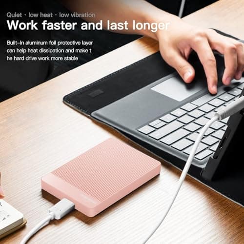 UnionSine 500GB Ultra Slim Portable External Hard Drive USB3.0 HDD Storage Compatible for PC, Desktop, Laptop,Mac, Xbox One, Xbox 360, PS4(Pink) HD-2510