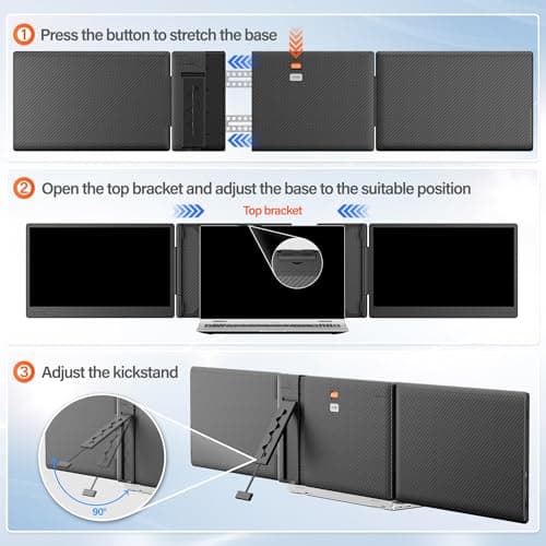 2025 New Upgraded Laptop Screen Extender Portable Monitor, 1080P FHD IPS Screen, Monitor Extender for Laptop, Fit for 13-17" Laptop, Plug & Play Compatiable with Windows/Mac/Android/Switch (14 inch)