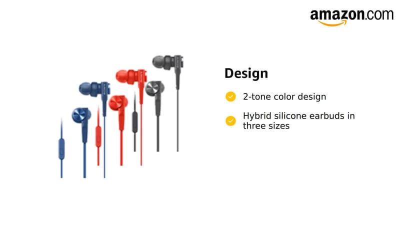Sony MDREX15AP In-Ear Earbud Headphones with Mic, Black (MDREX15AP/B)