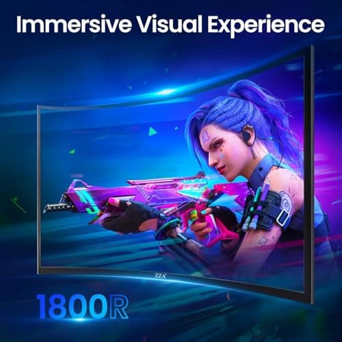 ZZA 27" Curved Gaming Monitor, Support 240Hz，Up to 280Hz, FHD 1920x1080, Three Narrow bezels,Computer Monitor FreeSync Premium - Ultimate Gaming Experience