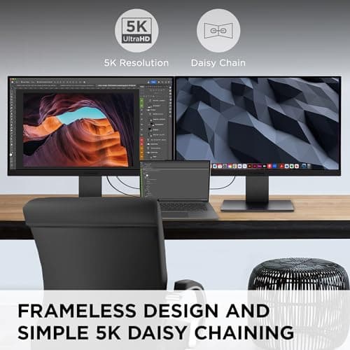 ViewSonic VP2788-5K 27 Inch 5K Mac-Ready Monitor with 100% sRGB, 99% DCI-P3, Pantone Validated, Advanced Ergonomics, Thunderbolt 4, USB Hub, HDMI, and DP for Home and Office