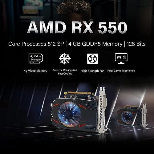 HP RGB Gaming Desktop Computer, Intel Quad Core I5-6500 up to 3.6G, Radeon RX 550 4G, 16GB DDR4, 1TB SSD, RGB Keyboard & Mouse, 600M WiFi & BT 5.0, Win 10 Pro (Renewed)