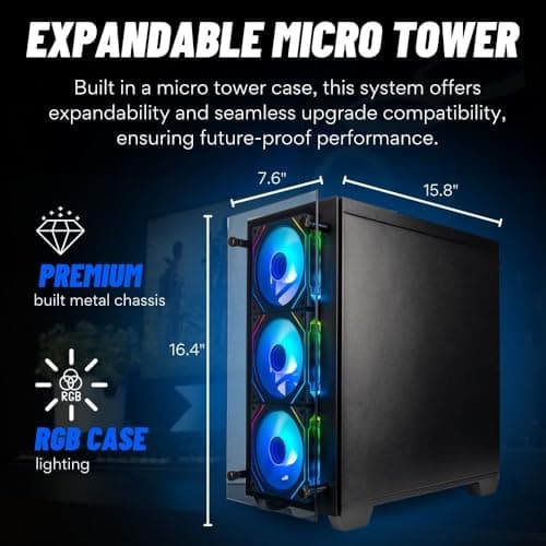 Stratos Micro Gaming Desktop PC - NVD RTX 5090, AMD Ryzen 7 9800X3D, 64GB DDR5 RAM, 2TB NVMe SSD, WiFi, Windows 11 Pro - Gamer Computer
