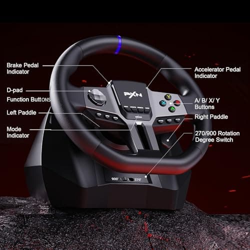 PXN PC Steering Wheel, Gaming Racing Wheel V9 GEN2 Universal USB Car Simulation 270/900° Race Driving Wheel With Pedals and Shifter for PC, Switch, Xbox One, Xbox Series X/S, PS4, PS3