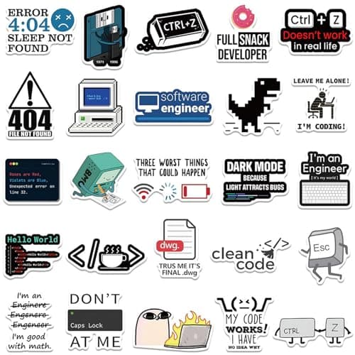 50PCS Programming Stickers Gifts for Developers Programmers Hackers Engineers, Icicrim Program Stickers for Laptop Computer Water Bottles Luggage Vinyl Waterproof Decals
