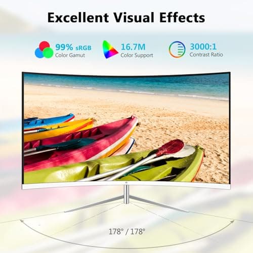 Z-Edge 27-inch Curved Gaming Monitor, Full HD 1080P 1920x1080 LED Backlight Monitor, with 100Hz Refresh Rate and Eye-Care Technology, 178° Wide View Angle, VGA+HDMI