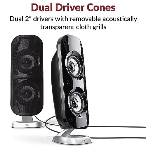 Cyber Acoustics CA-3810 2.1 Multimedia Speaker System with Subwoofer, 80 Watts Peak Power, Strong Bass, Perfect for Music, Movies, and Games
