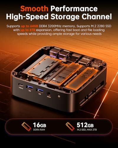 ACEMAGICIAN K1 Mini Gaming PC Ryzen 7 5700U Mini PC 16GB DDR4 512GB SSD Mini Computers (8C/16T, up to 4.3Ghz), 4K Triple Display Mini Desktop Bluetooth/WiFi6/Office