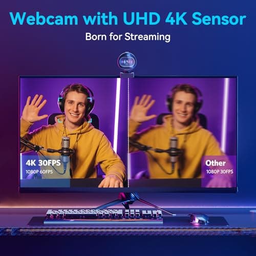EMEET S600 4K Webcam for Streaming - Sony 1/2.5'' Sensor, PDAF Autofocus, 1080P@60FPS, 2 Noise Reduction Mics, Built-in Privacy Cover, 73° FOV, Streaming Camera for Live Commerce/Gaming/Beauty