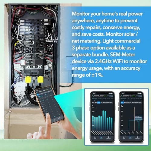 Smart Home Energy Monitor with 16 50A Circuit Level Sensors, Measure Power Usage in Real-Time, History with App (16 50A Circuit Level Sensors) - Compatible with Home Assistant