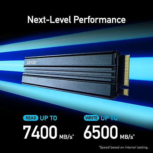 Lexar 1TB NM790 SSD with Heatsink PCIe Gen4 NVMe M.2 2280 Internal Solid State Drive, Up to 7400/6500 MB/s Read/Write, Compatible with PS5, for Gamers and Creators, Black (LNM790X001T-RN9NU)
