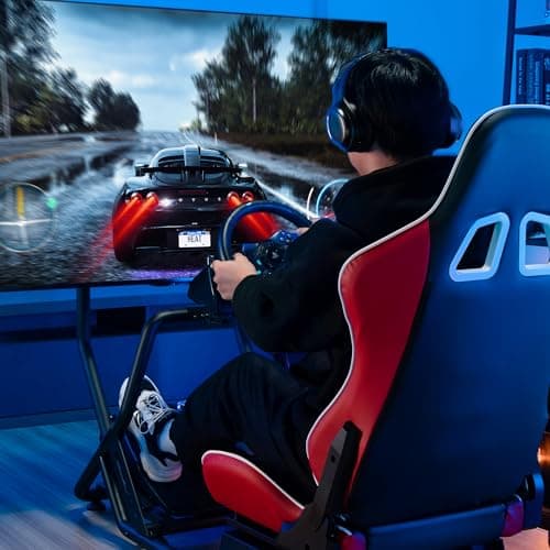 ARES WING Racing Simulator Cockpit with Monitor Mount and Seat, Formula and GT Sim Racing Cockpit Compatible with Fanatec, Thrustmaster, Logitech, Moza Racing Games on PS5, PS4, Xbox and PC